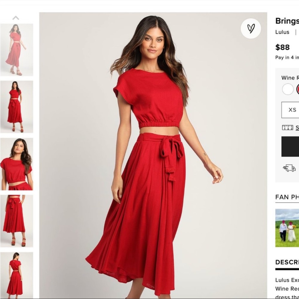 Lulus Bring You Back Wine Red two piece skirt